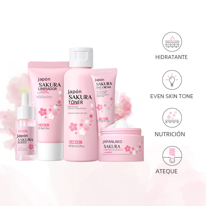 LAIKOU Cherry Blossom Skincare Set - 5 Pieces Gift Box